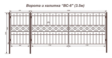детальное изображение Ворота с калиткой ВС-6 грунтованные 3,5м