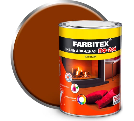 детальное изображение Эмаль желто-коричневая ПФ-266 Farbitex Фарбен 0,8 кг