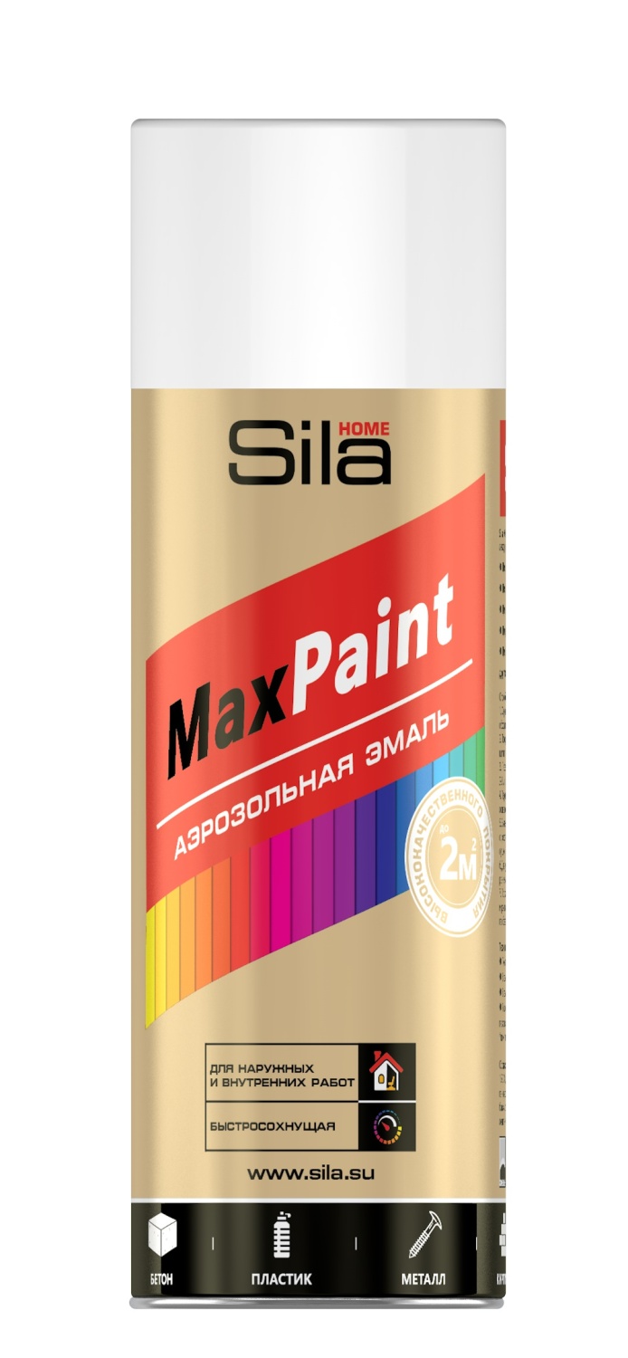 детальное изображение Эмаль аэрозольная Sila HOME Max Paint, универс., белый матовый RAL9003, 520мл