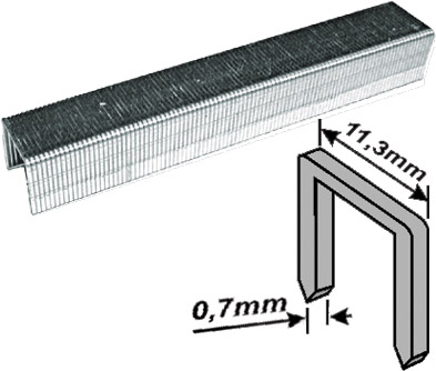 детальное изображение Скобы для степлера закалённые прямоугольные 11,3 мм х 0,7 мм  (узкие тип 53)  6 мм, 1000 шт.