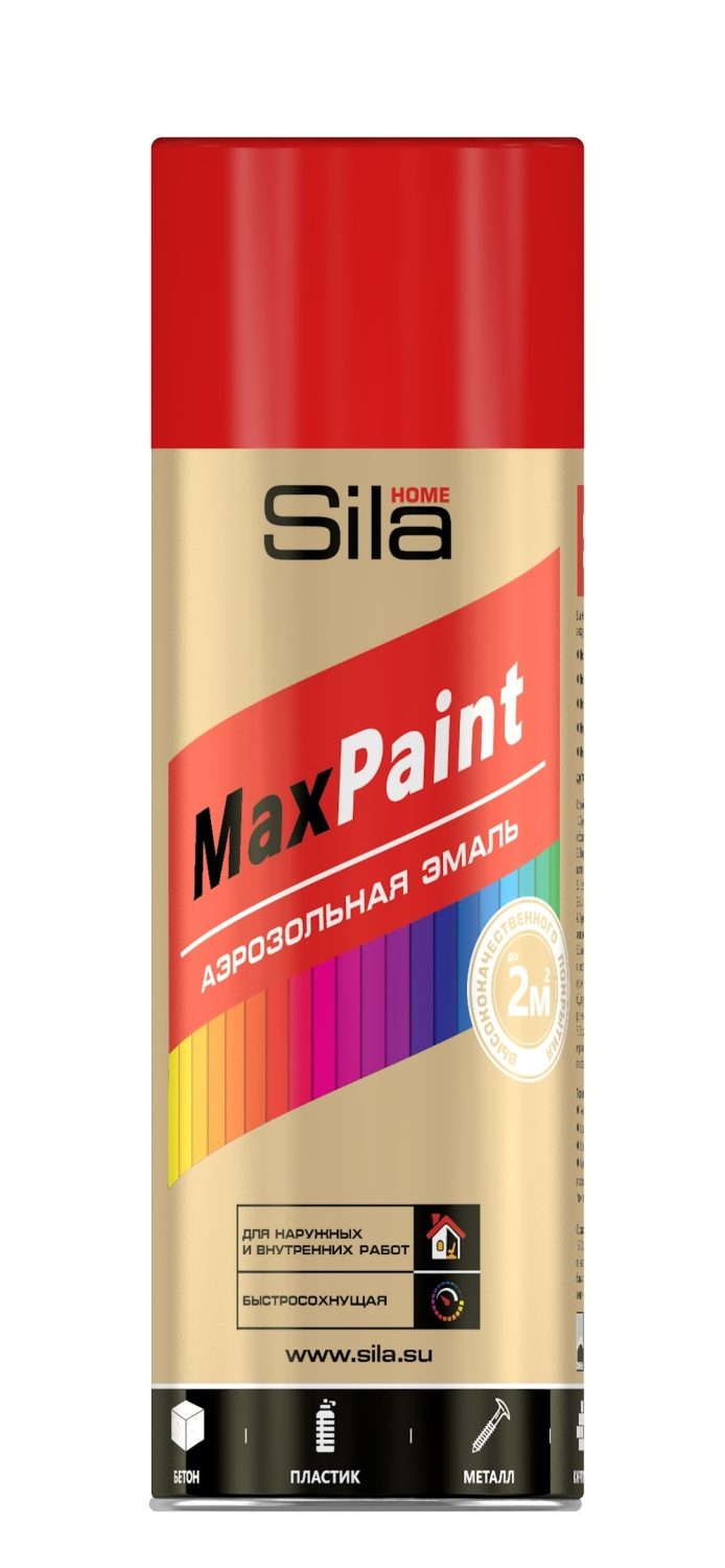 детальное изображение Эмаль аэрозольная Sila HOME Max Paint, универс., красный RAL3020, 520мл