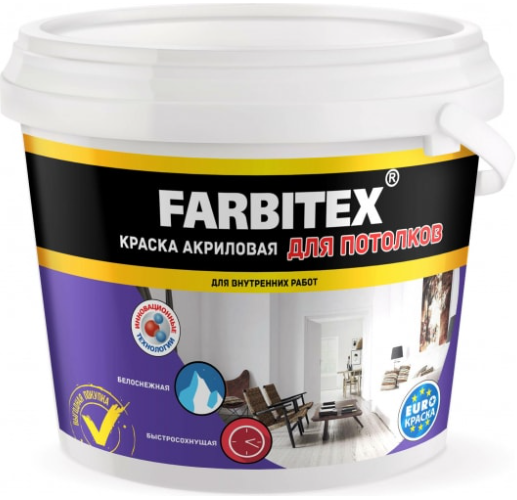 детальное изображение Краска для потолков акриловая Farbitex Фарбен 1,1 кг