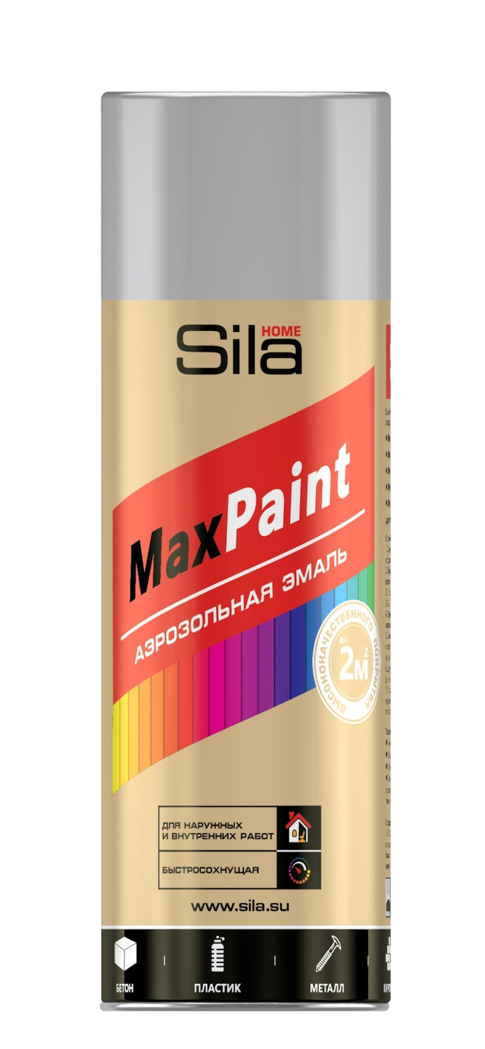 детальное изображение Эмаль аэрозольная Sila HOME Max Paint, универс., серый RAL7040, 520мл