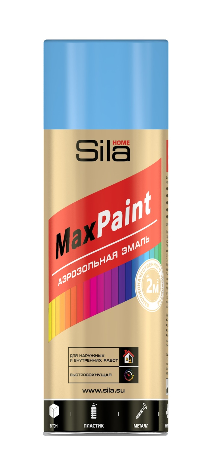 детальное изображение Эмаль аэрозольная Sila HOME Max Paint, универс., голубой RAL5012, 520мл