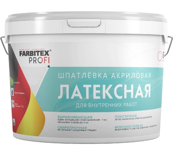 детальное изображение Шпатлевка акриловая латексная 1,5 кг Farbitex Profi Фарбен