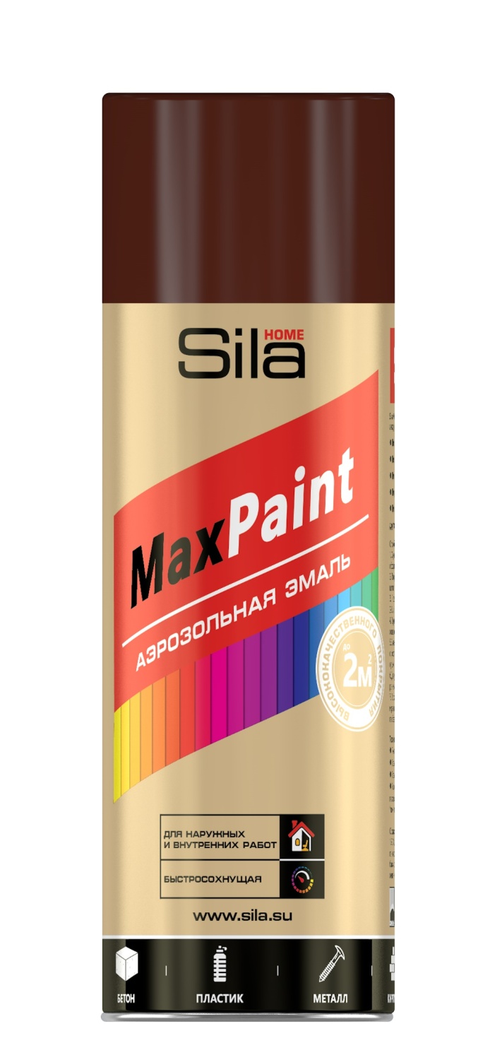 детальное изображение Эмаль аэрозольная Sila HOME Max Paint, универс., коричневый RAL8028, 520мл