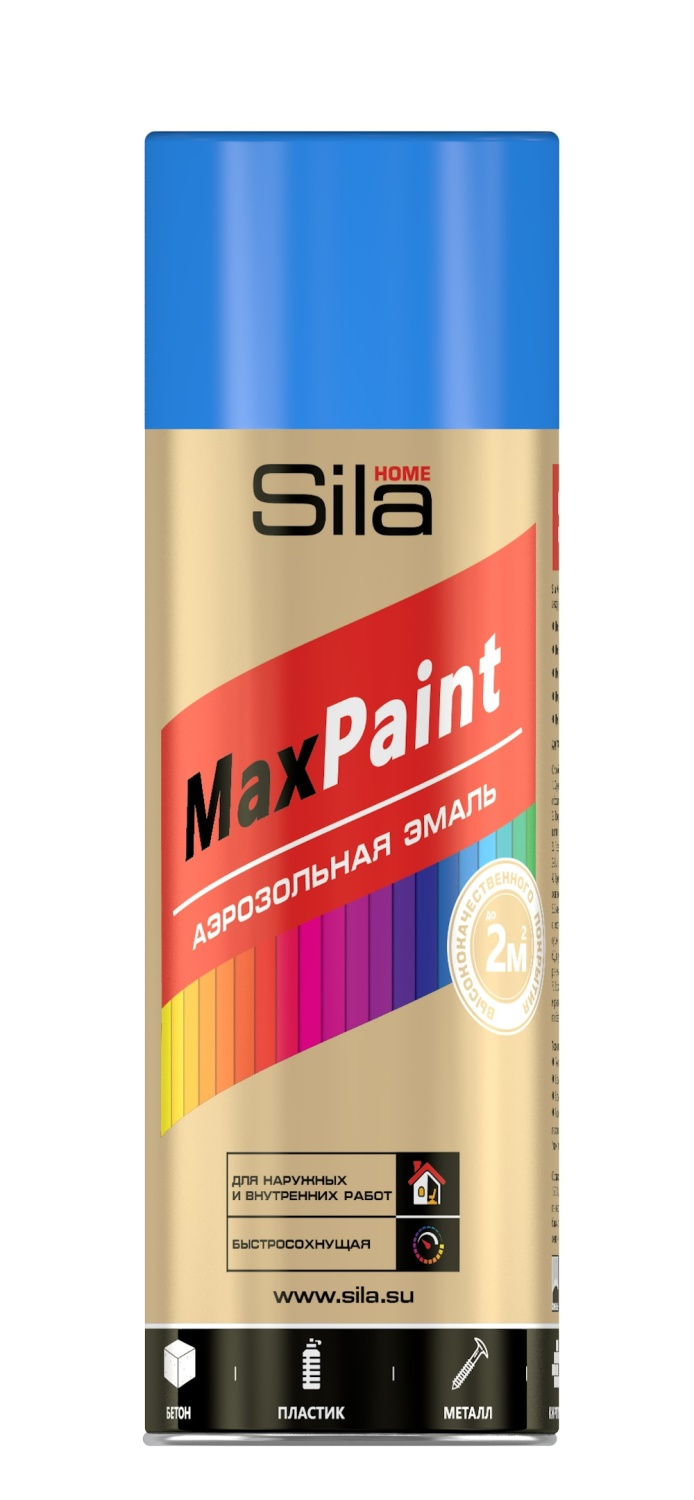 детальное изображение Эмаль аэрозольная Sila HOME Max Paint, универс., синий RAL5005, 520мл